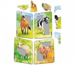 Пазл Рисунки животных, 4 вида, 5 деталей (Larsen, V1)